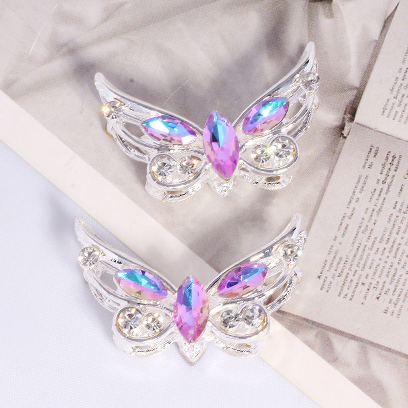 Wholesale 2PCS/Pack Alloy Stereo Small Butterfly DIY Straight Hole Beads Cute Decorative Mobile Phone Chain Key Chain Bag Chain Accessories